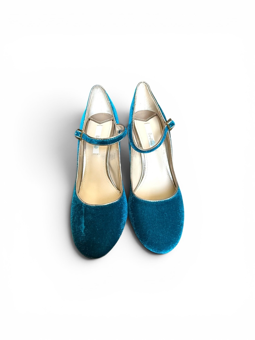 NWOT Boden Teal Velvet Mary Jane Block Heels - Picture 4 of 6